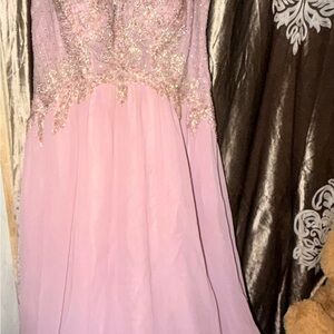 Elegant Pink Beaded Gown